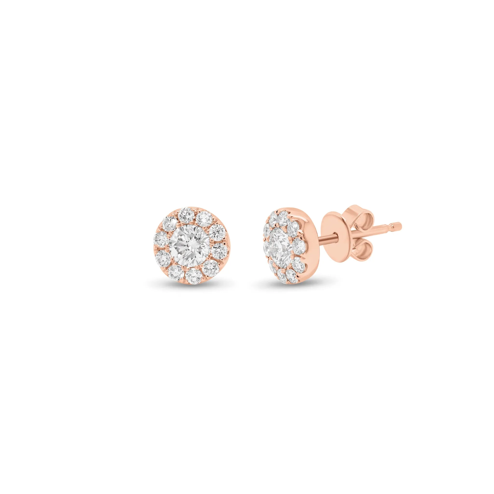 0.64 ct Diamond Halo Stud Earrings