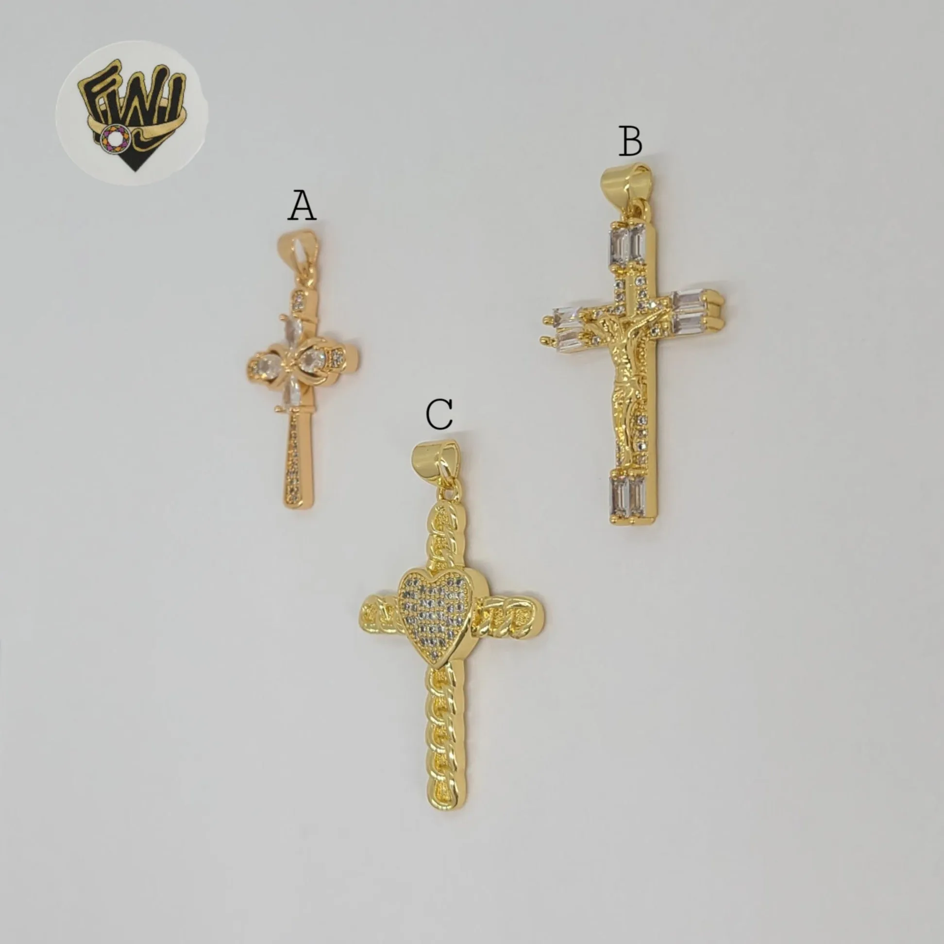 (1-2291-1) Gold Laminate - Cross Pendants - BGO