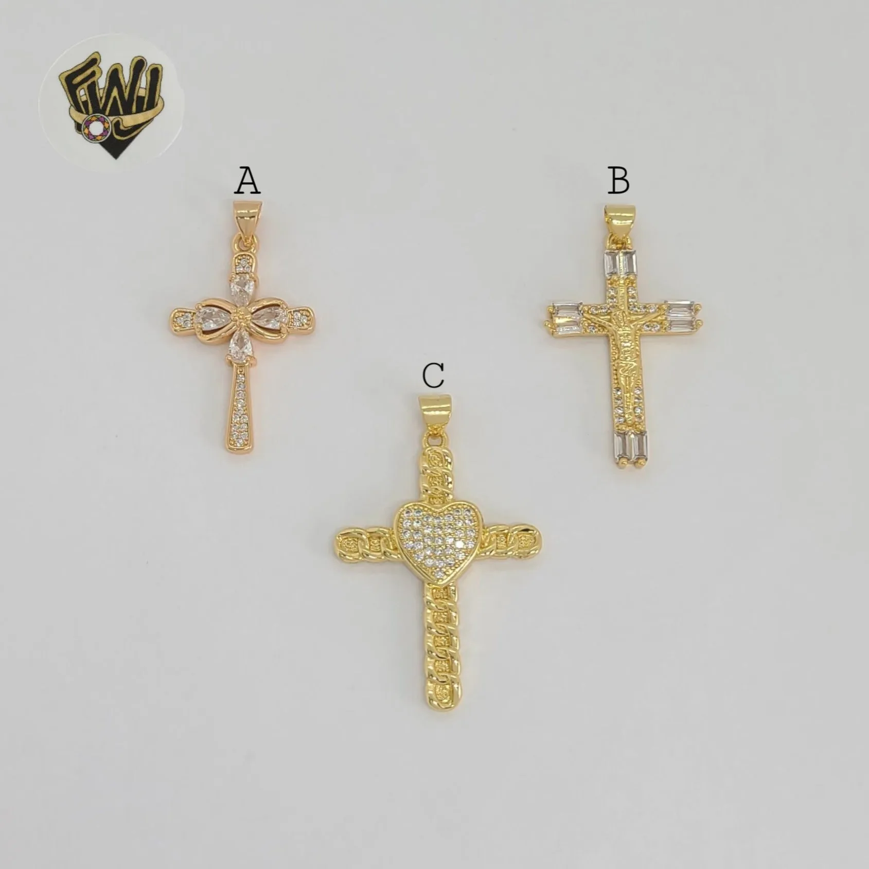 (1-2291-1) Gold Laminate - Cross Pendants - BGO