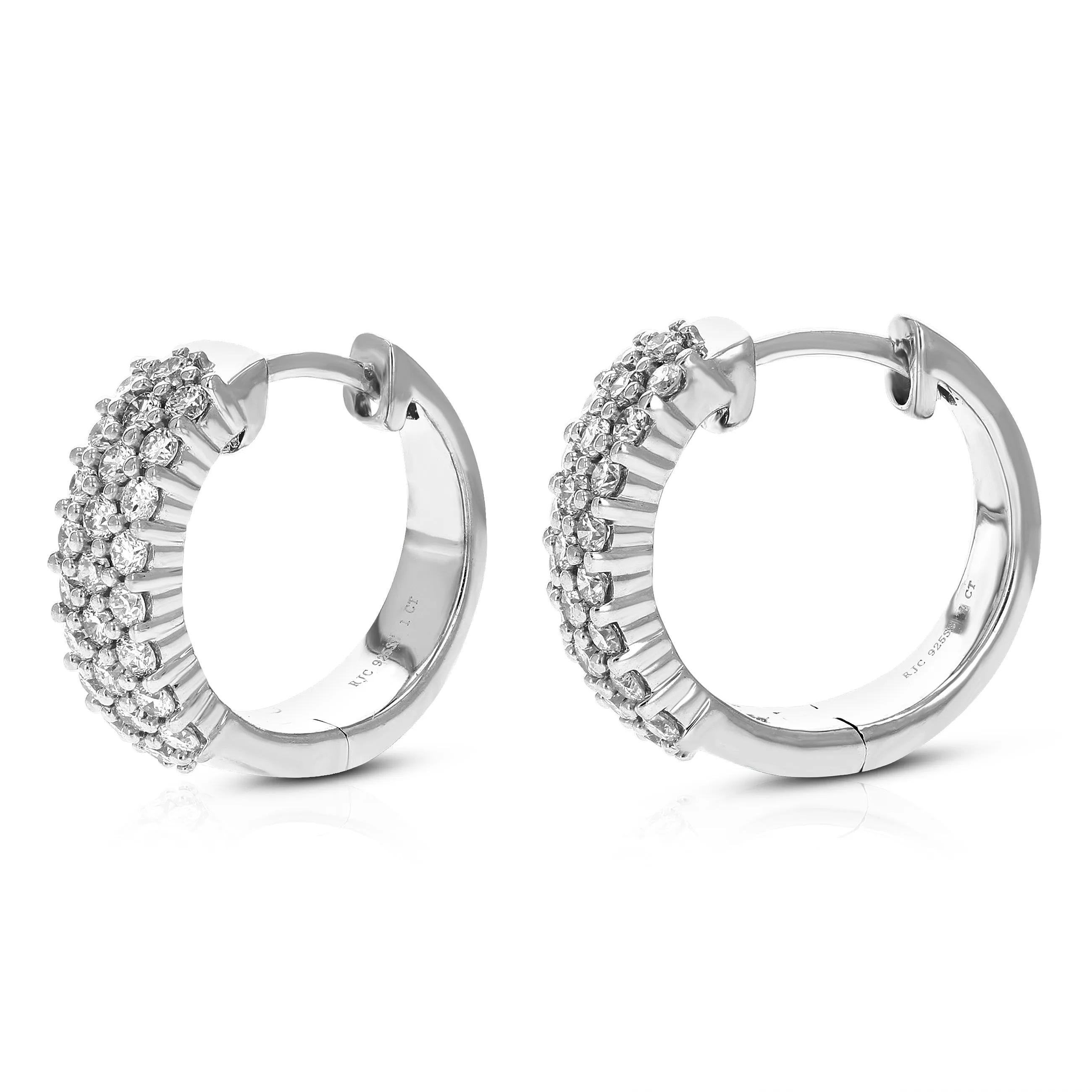 1 cttw Round Cut Lab Grown Diamond .925 Sterling Silver Hoop EarringsProng Set 2/3 Inch