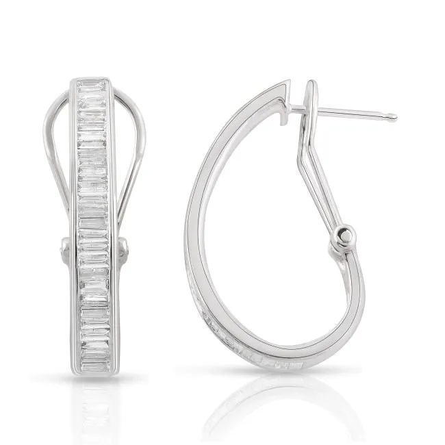 1 CTW Diamond Hoop Earrings in 14KT White Gold