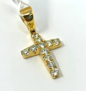 10K 1.04CT Yellow Gold Cross Pendant Charm