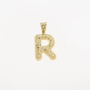 10K GOLD NUGGET INITIAL R PENDANT 2.3G