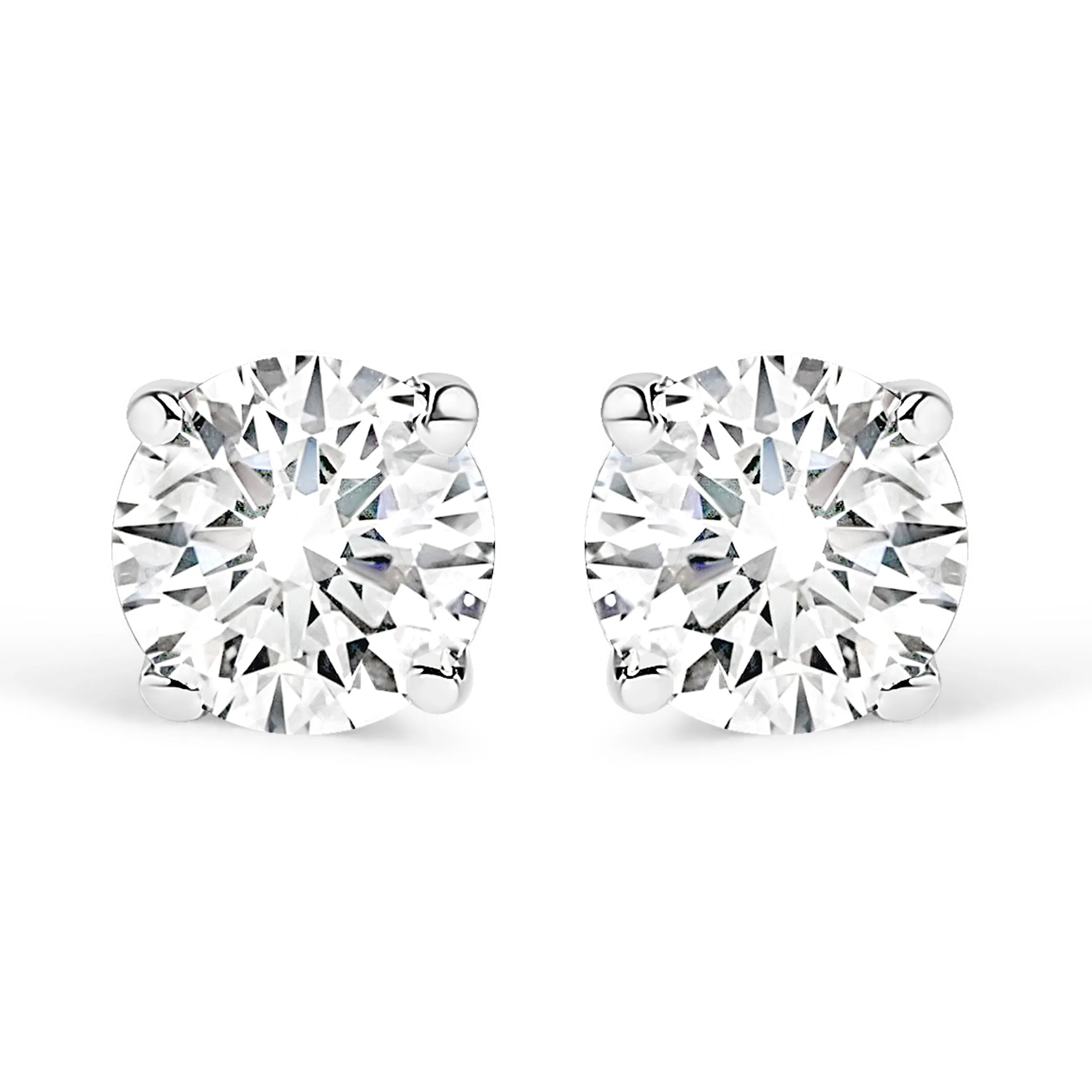 10K White Gold 1/3 Cttw Round Brilliant-Cut Near Colorless Near Colorless Diamond Classic 4-Prong Stud Earrings