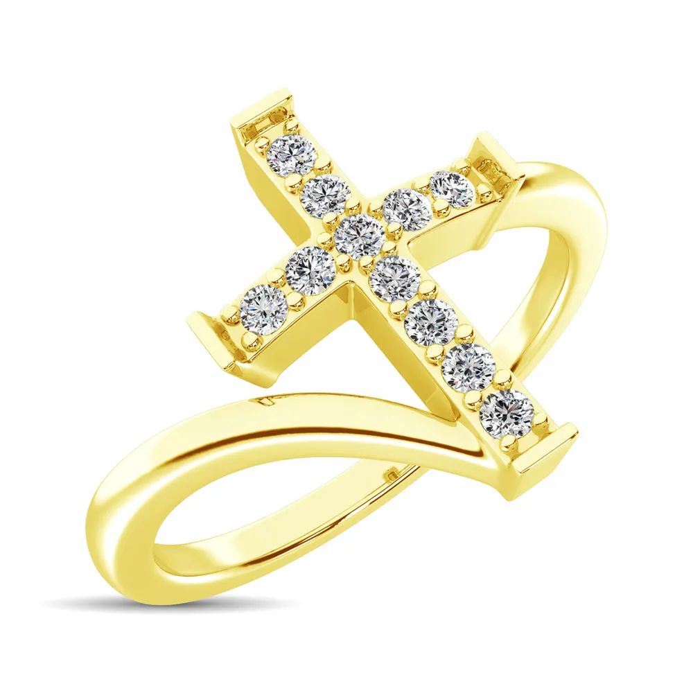 10K Yellow Gold Diamond 1/8 Ct.Tw. Cross Ring