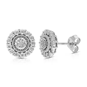 1/10 cttw Round Cut Lab Grown Diamond Stud Earrings in .925 Sterling Silver