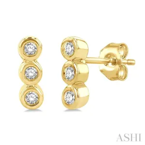 1/10 Ctw Petite Bezel Set Round Cut Diamond Fashion Stud Earring in 10K Yellow Gold