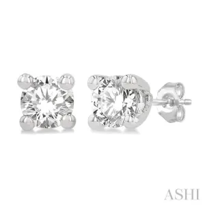 1/10 ctw Round Cut Diamond Stud Earring in 14K White Gold