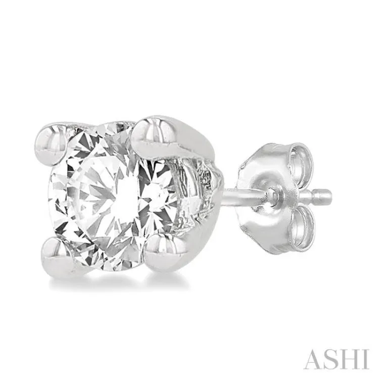 1/10 ctw Round Cut Diamond Stud Earring in 14K White Gold