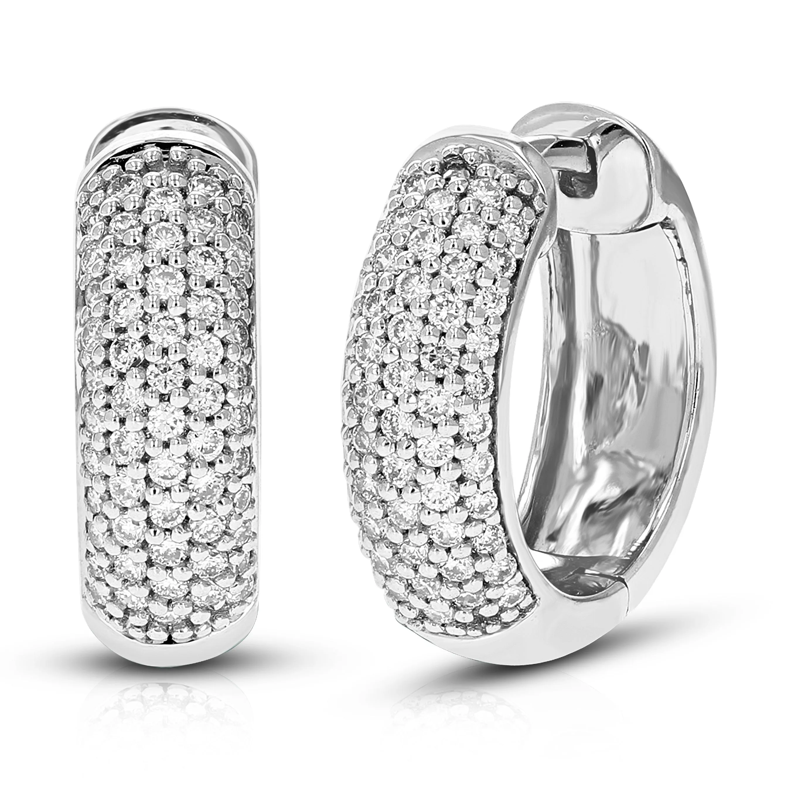 1/2 cttw Round Lab Grown Diamond Hoop Earrings in .925 Sterling Silver Prong Set 1/2 Inch