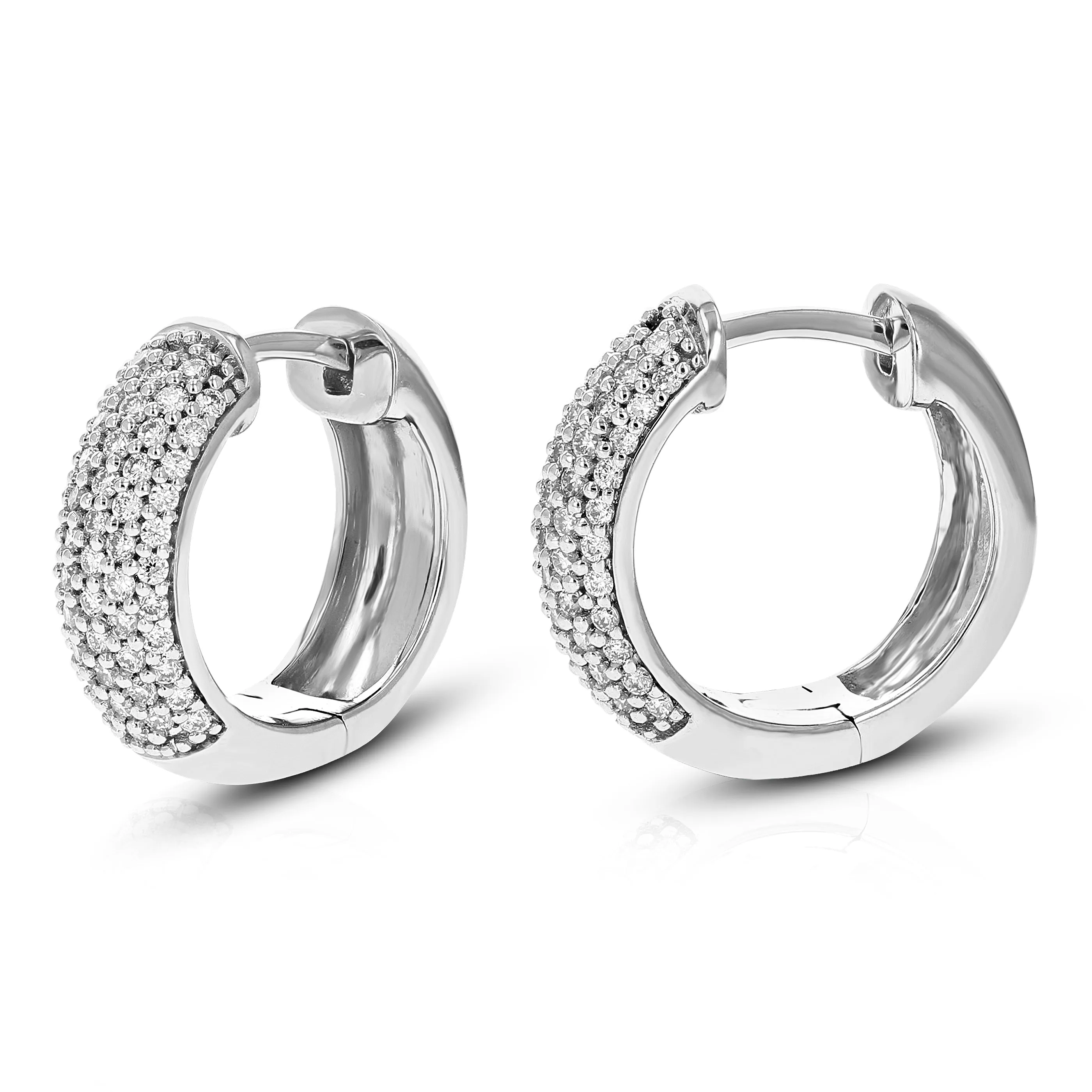 1/2 cttw Round Lab Grown Diamond Hoop Earrings in .925 Sterling Silver Prong Set 1/2 Inch