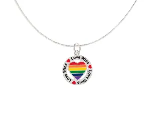 12 Round Rainbow Love Wins Charm Necklaces