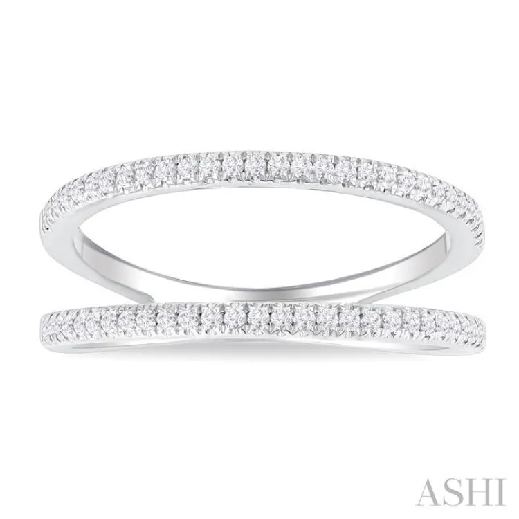 1/3 Ctw Split Twin Ring Illusion Round Cut Diamond Lightweight Fashion Ring in 10K White Gold