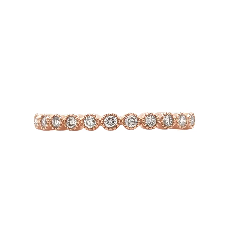 14K Rose Gold Diamond Bezel Stackable Ring