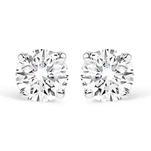 14K White Gold 1/3 Cttw Round Brilliant-Cut Near Colorless Diamond Classic 4-Prong Stud Earrings