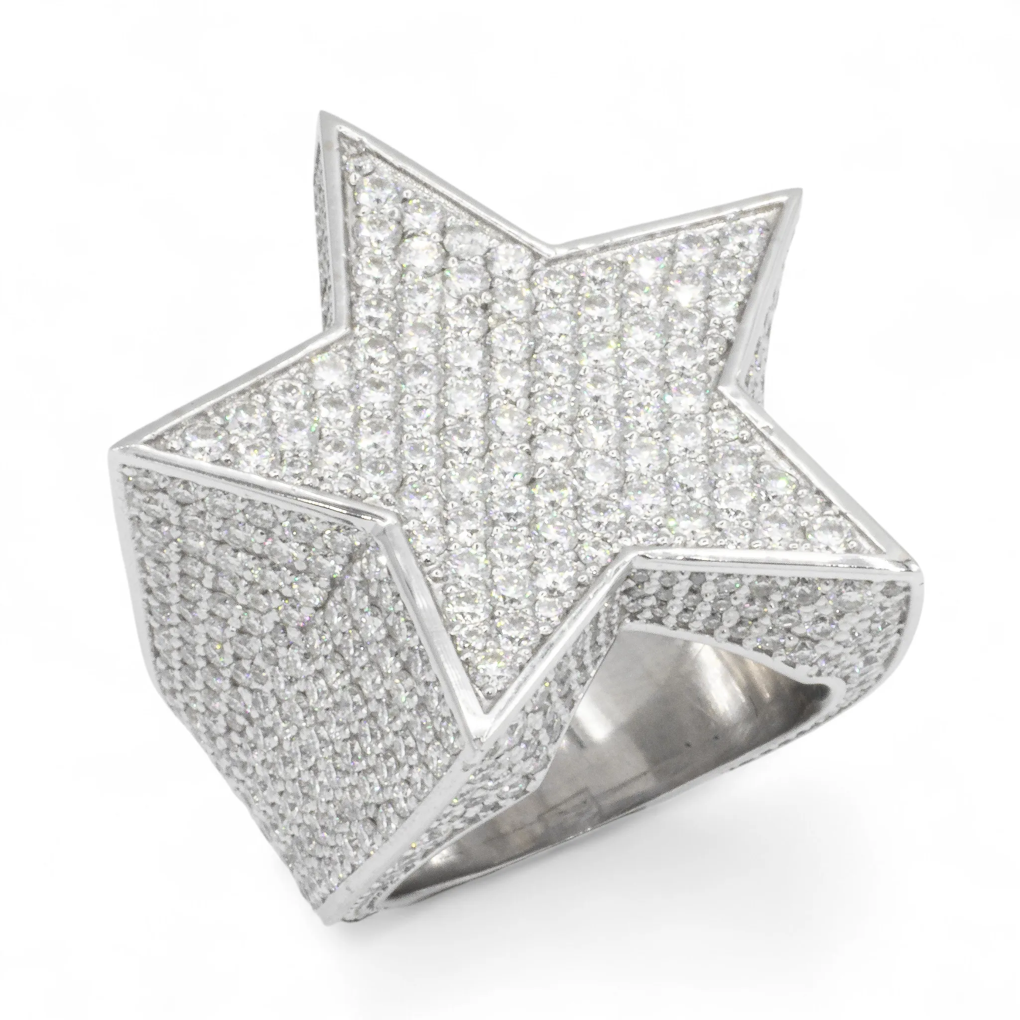 14k White Gold Lab Diamond Star Ring 6.64 ctw