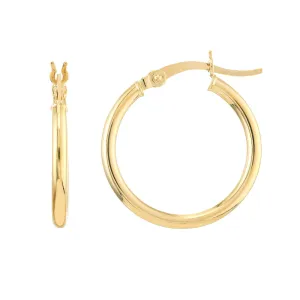 14K Yellow Gold 2x20MM Hoop Earrings