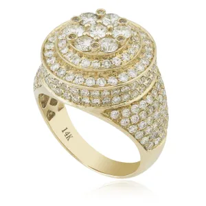 14K Yellow Gold 4.10ct Bilevel Diamond Circle Ring