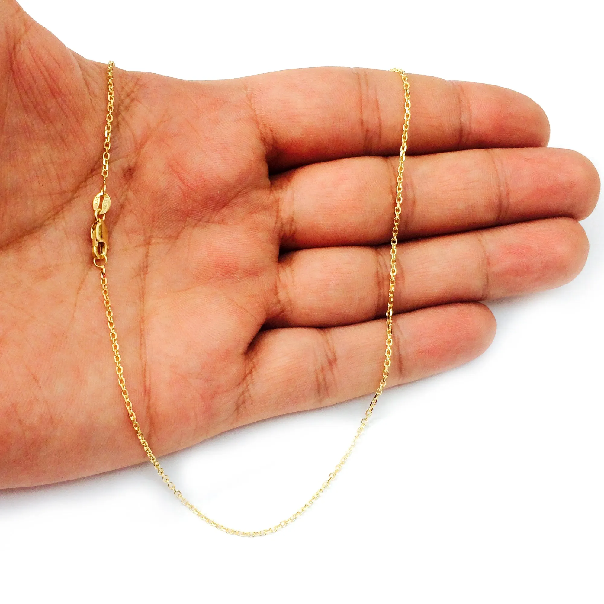 14k Yellow Gold Cable Link Chain Necklace, 1.4mm