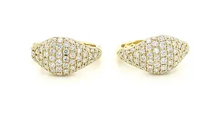 14K Yellow Gold Diamond Pave Huggie Earrings 2 Carat Total Diamond Weight