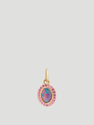 14k Yellow Gold with Australian Opal & Pink Sapphires Charm