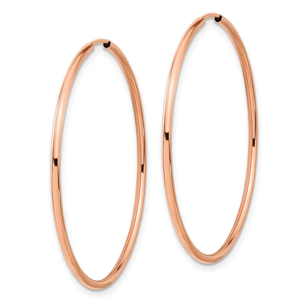 14KT Rose Gold 40X1.5MM Hoop Earrings