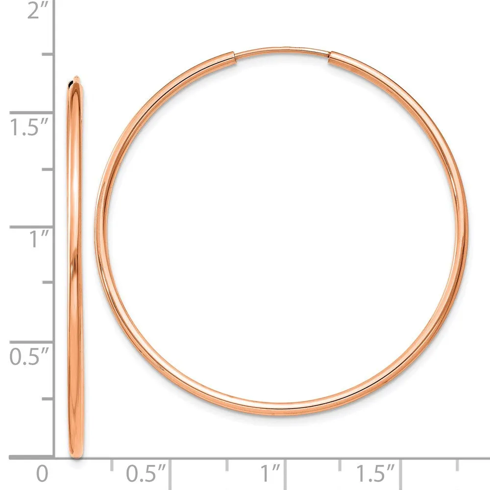 14KT Rose Gold 40X1.5MM Hoop Earrings