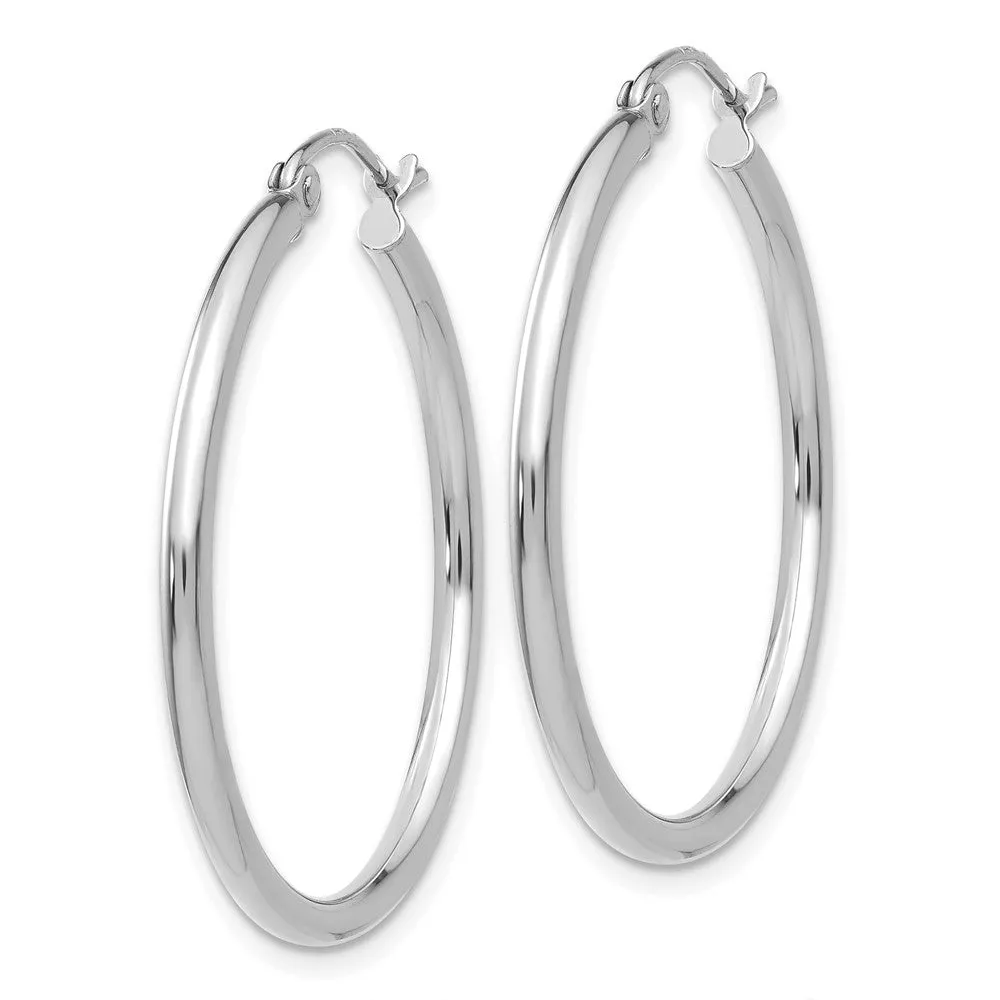 14KT White Gold 30X2MM Hoop Earrings