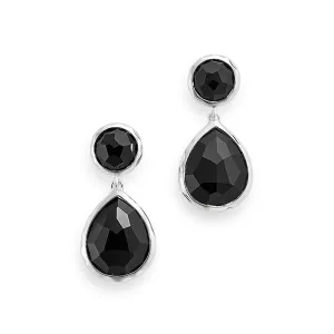 15 Carat Pear Shaped Rose Cut Bezel Black Diamond Stud Earrings