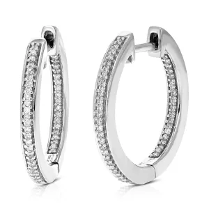 1/5 cttw Lab Grown Diamond Eternity Hoop Earrings in Sterling Silver