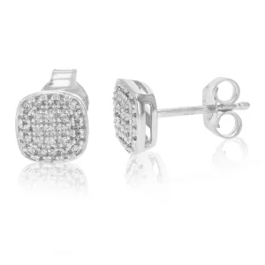 1/5 cttw Lab Grown Diamond Square Stud Earrings In .925 Sterling Silver Prong Set