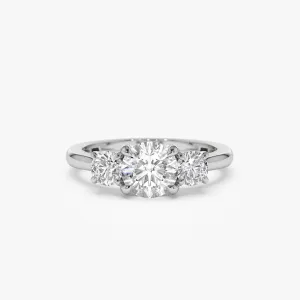 1.50 ctw 14k Round Lab Grown Diamond Three Stone Engagement Ring - Grace