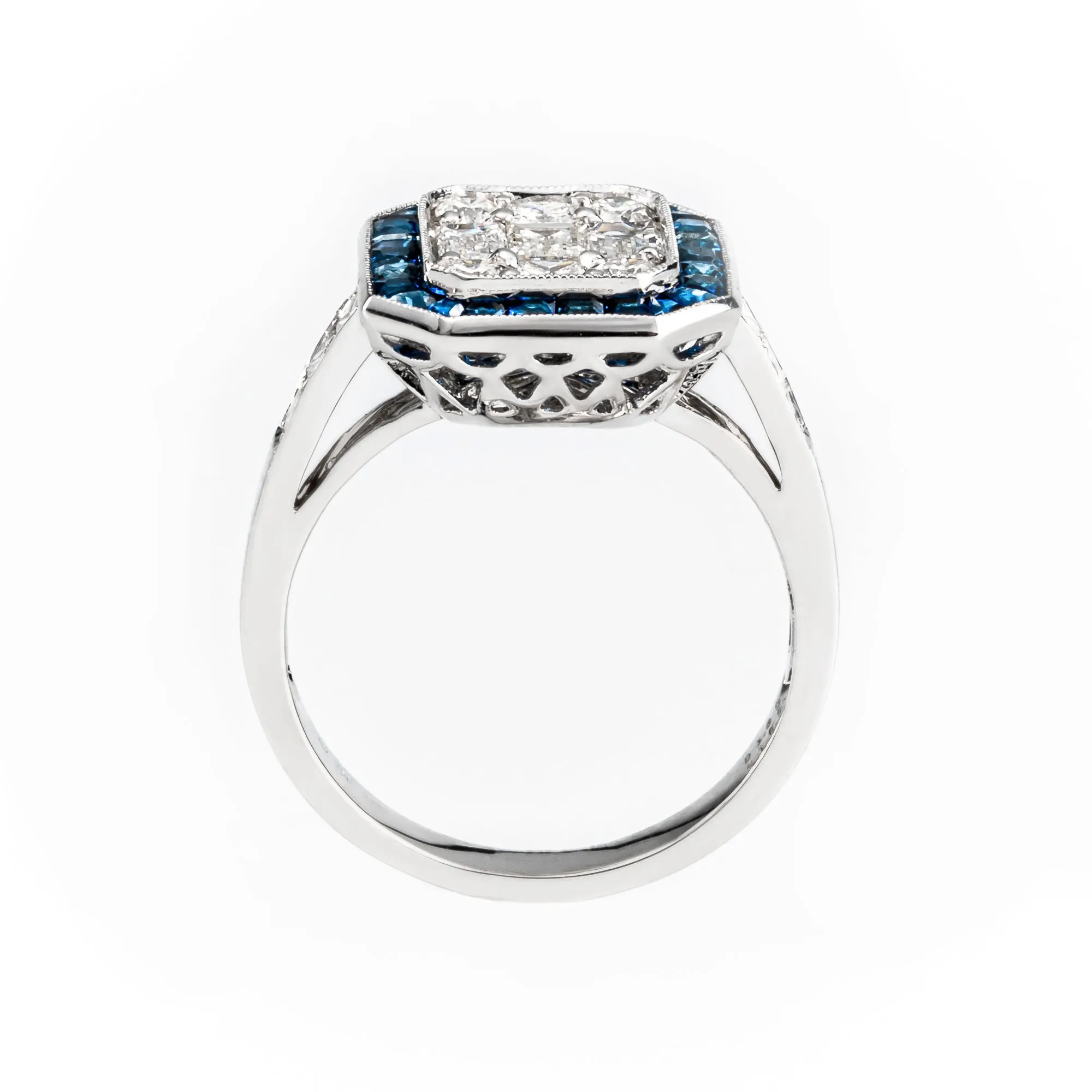 18K White Gold 1.09ct Sapphire and Diamond Ring - 20683146