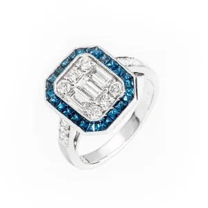 18K White Gold 1.09ct Sapphire and Diamond Ring - 20683146