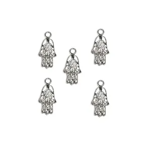 20 Pcs Pack/ Hamsa Hand Silver Plated Zinc Alloy Meterial Jewelry Making Charms