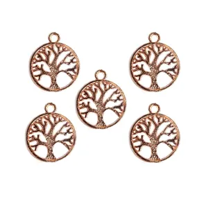 20 Pcs Pack/ Tree of Life Rose Gold Plated Zinc Alloy Meterial Jewelry Making Charms