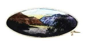 925 Sterling Silver Enamel Brooch with Landscape Design