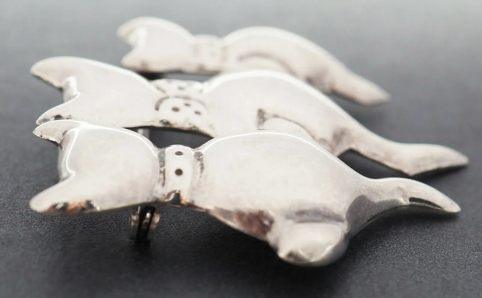 925 Sterling Silver Three Cat Brooch