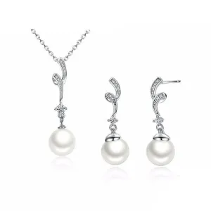 925 Sterling Silver White Pearl Jewelry Set