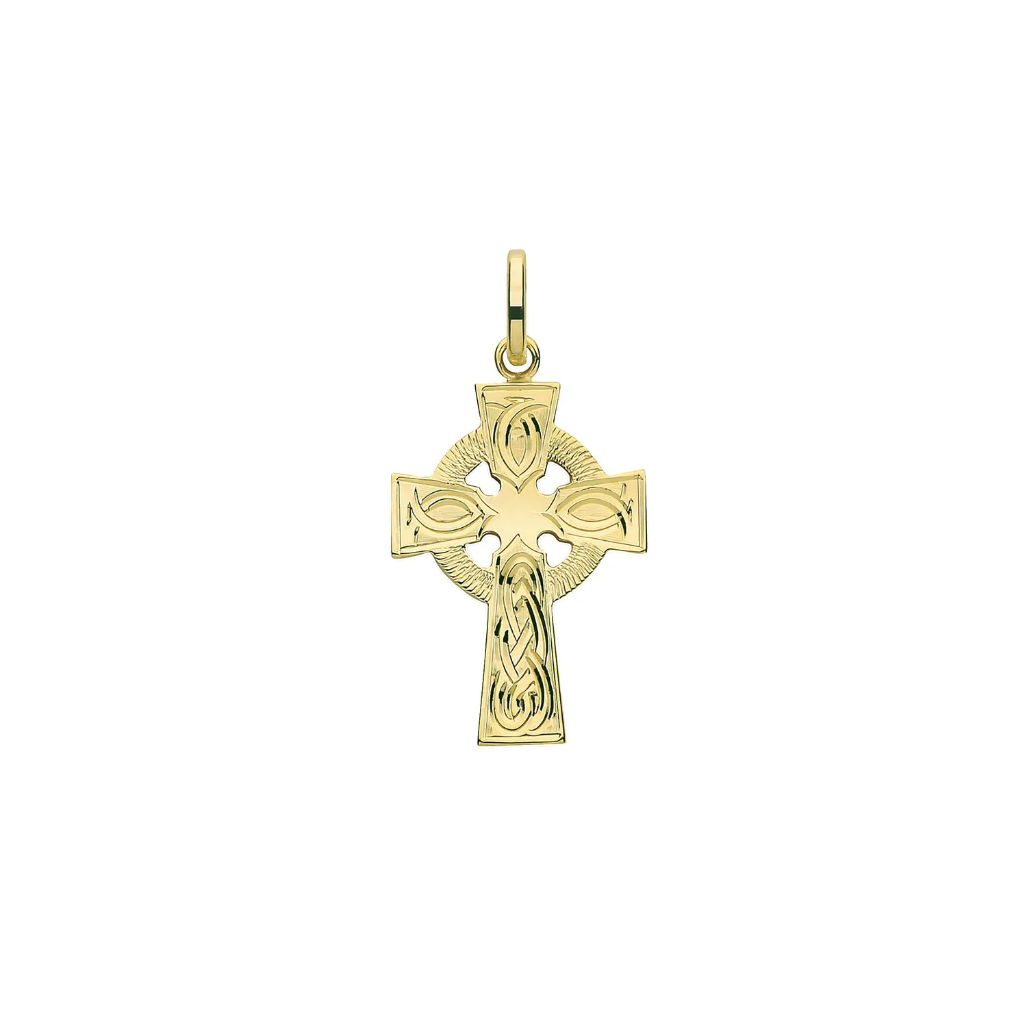 9CT GOLD CELTIC ENGRAVED CROSS PENDANT