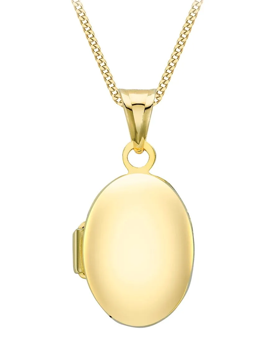 9ct Yellow Gold Plain Small Oval Locket