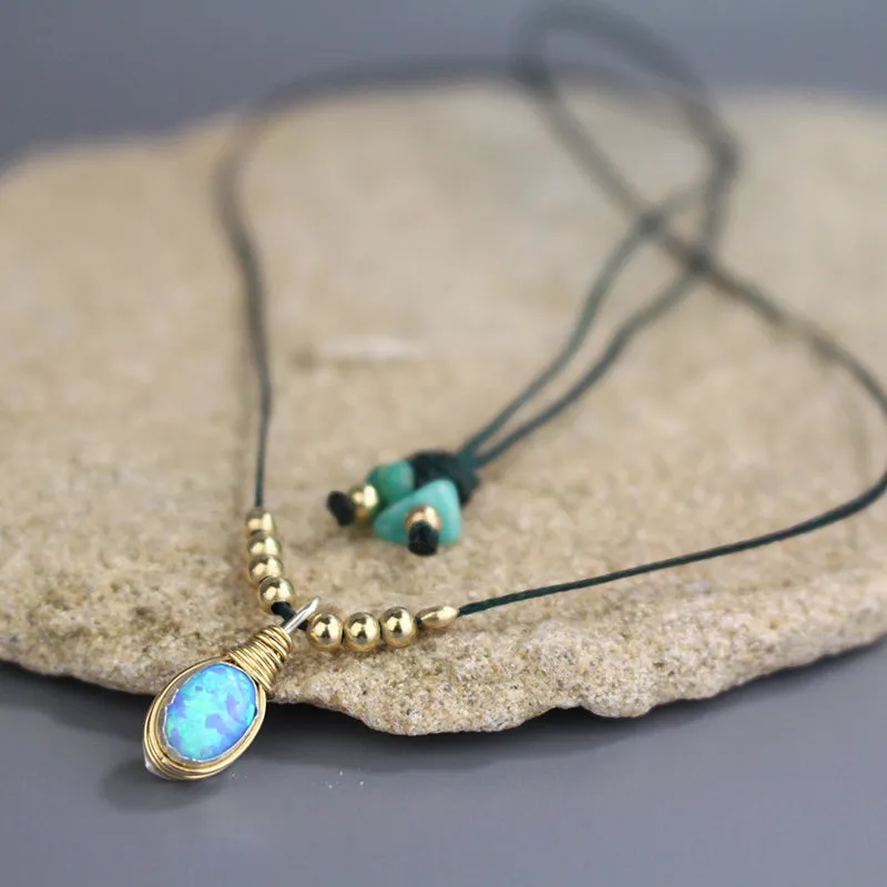 Adjustable Opal Choker Necklace