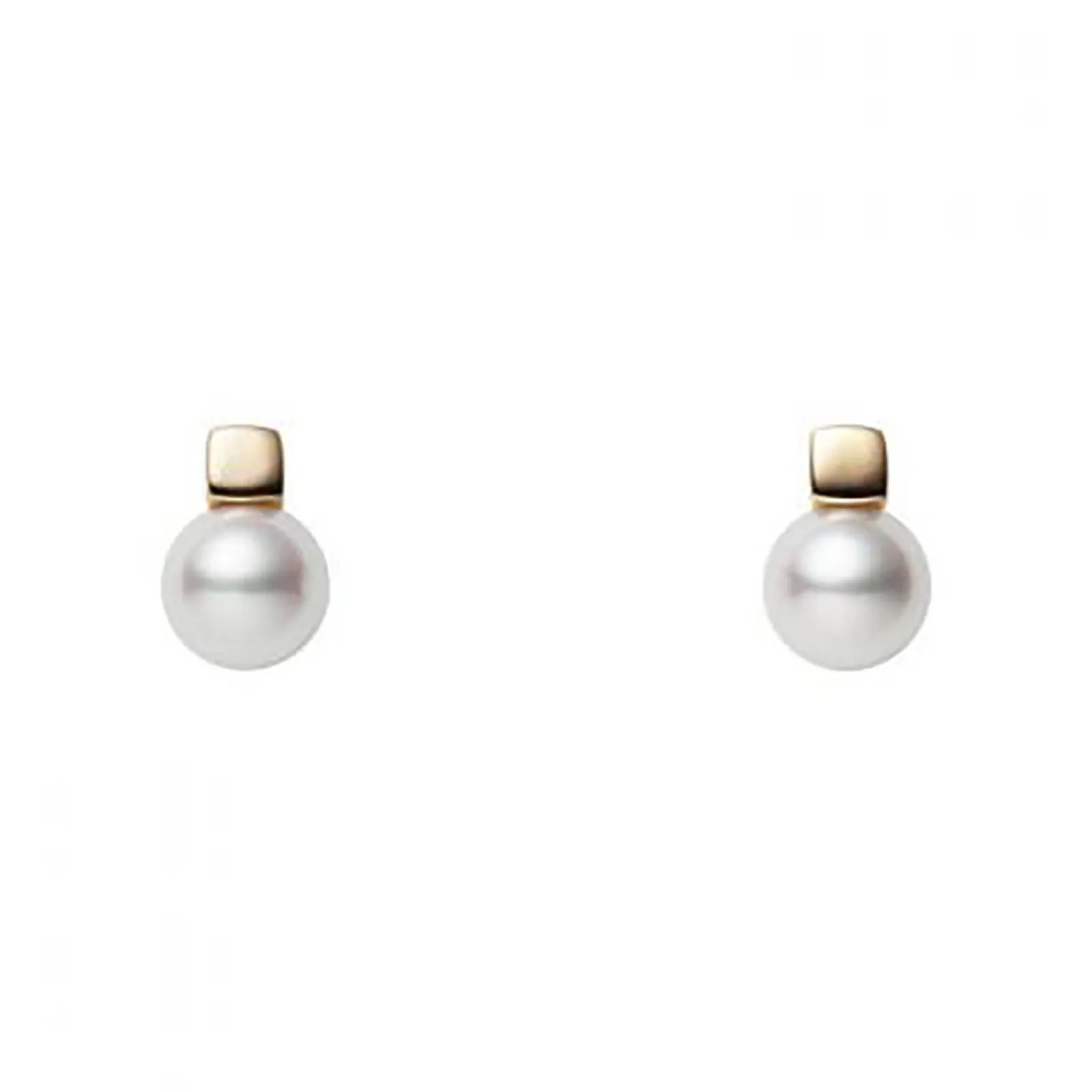 Akoya Cultured Pearl Earrings in 18K Yellow Gold