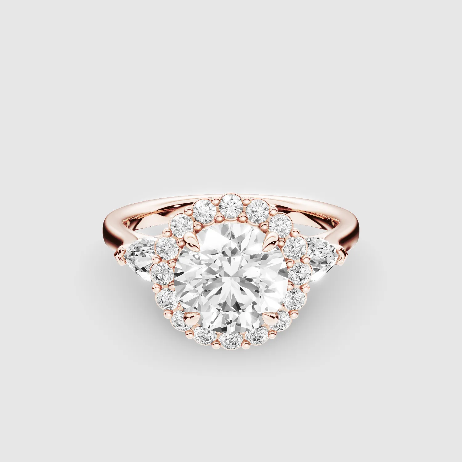 Anastasia Three Stone Lab Grown Solitaire Diamond Ring - The Mystic Halo Collection-Round