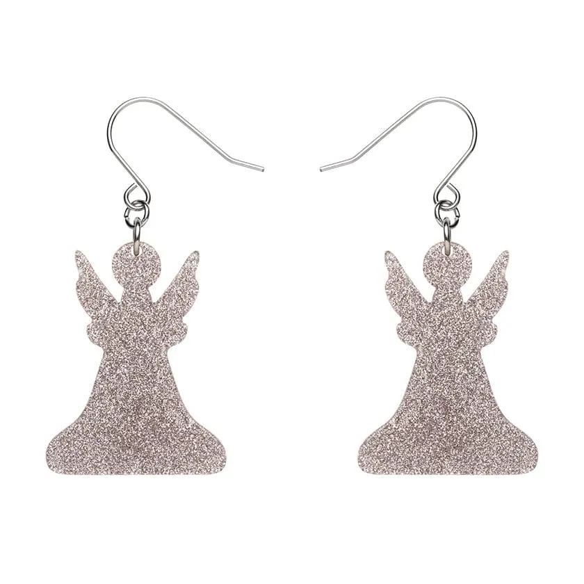 Angel Glitter Drop Earrings - Silver