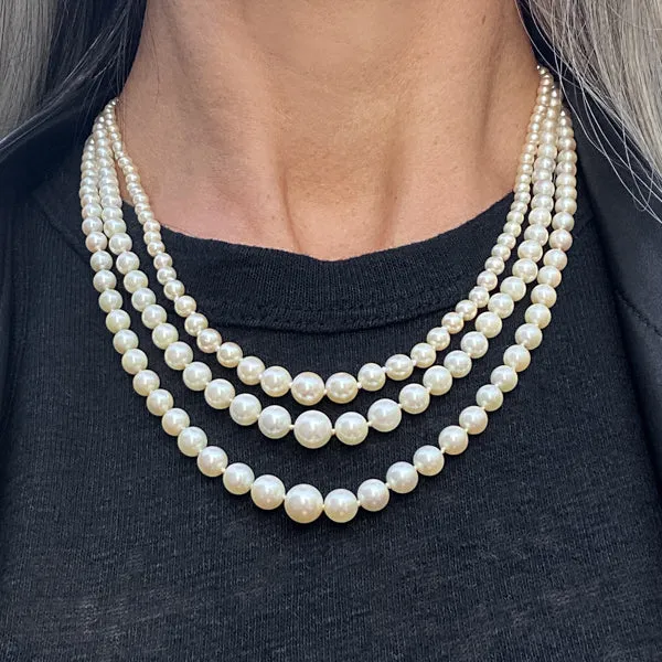 Antique Triple Strand Pearl Necklace