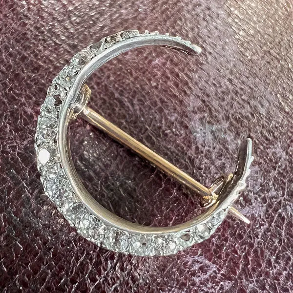 Antique Victorian Diamond Crescent Pin