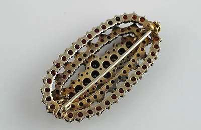 Antique Vintage Austrian Bohemian Gilt Silver Garnet Brooch Pin