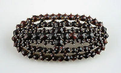 Antique Vintage Austrian Bohemian Gilt Silver Garnet Brooch Pin