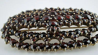 Antique Vintage Austrian Bohemian Gilt Silver Garnet Brooch Pin